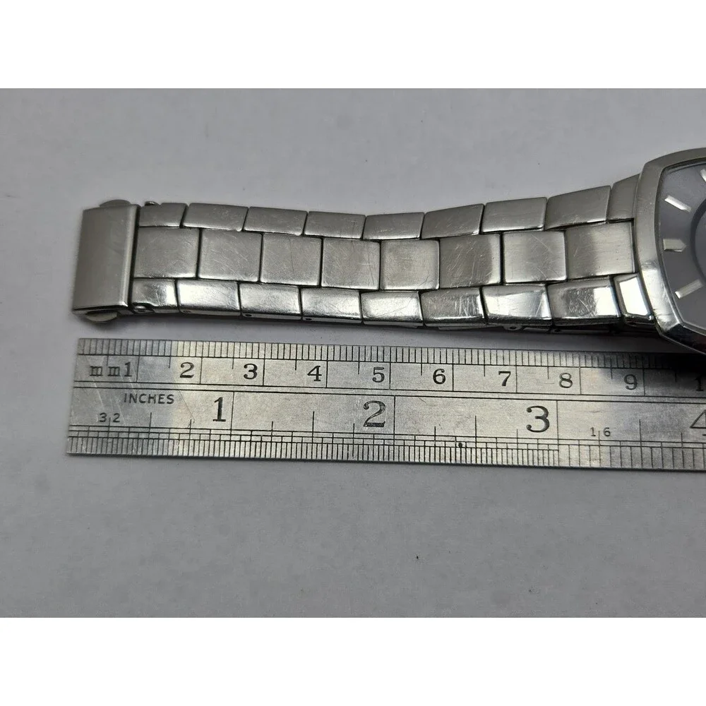 Kenneth Cole Reaction Mens Stainless Steel Blue Dial Date 35mm Watch New Battery